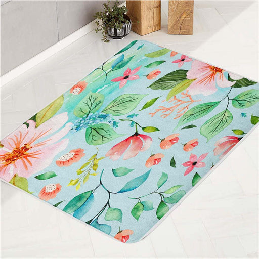 saltwater shores ocean flora bath rugs