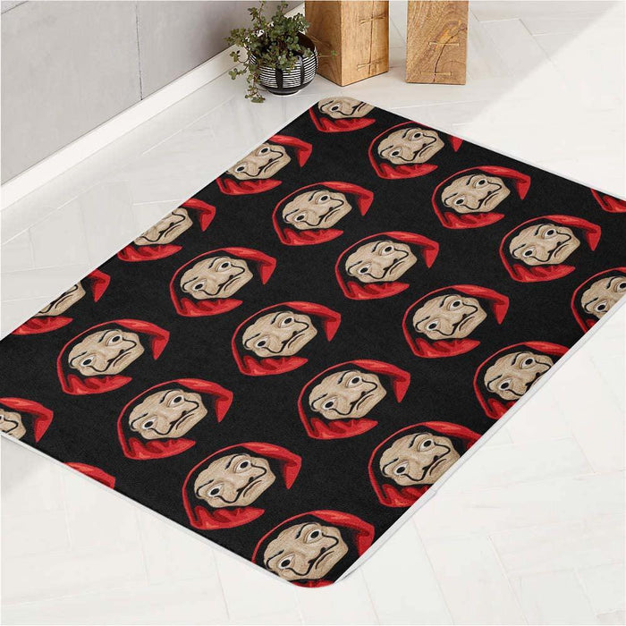 salvador dali mask money heist bath rugs