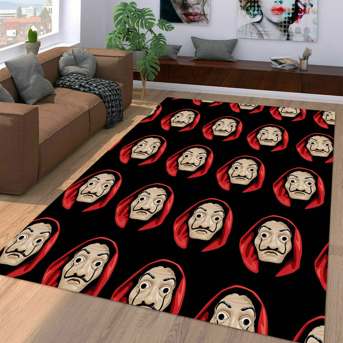 salvador dali mask money heist Living room carpet rugs