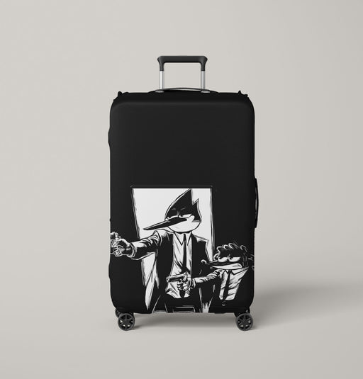 silhouette mordecai and rigby regular show Luggage Covers | Suitcase