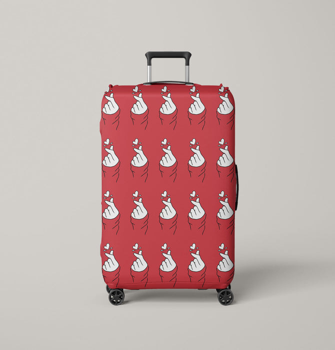 sarangheo hand sign love korean Luggage Cover | suitcase