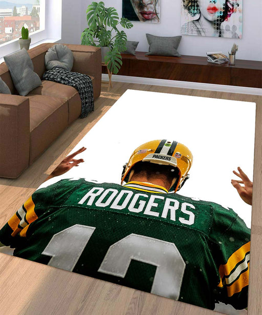 rodgers green bay packers Living room carpet rugs