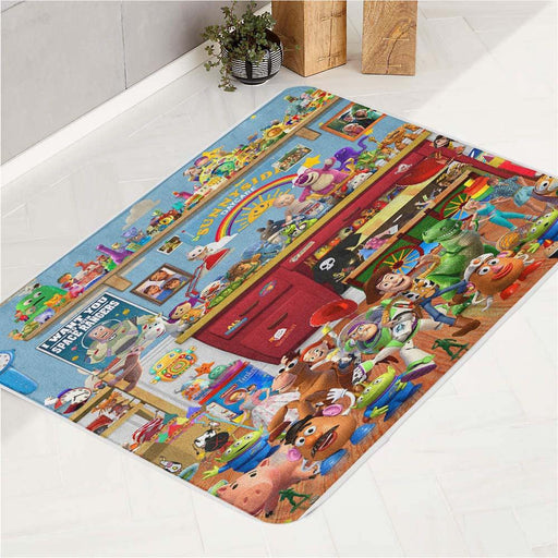 room of all the toys from school toys story bath rugs