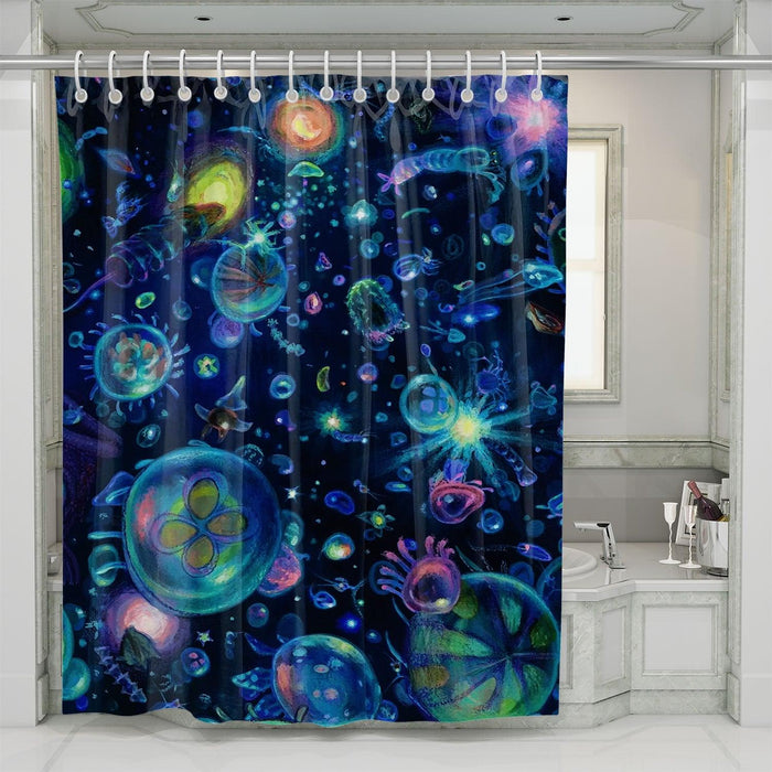 sea is really dark from ponyo shower curtains