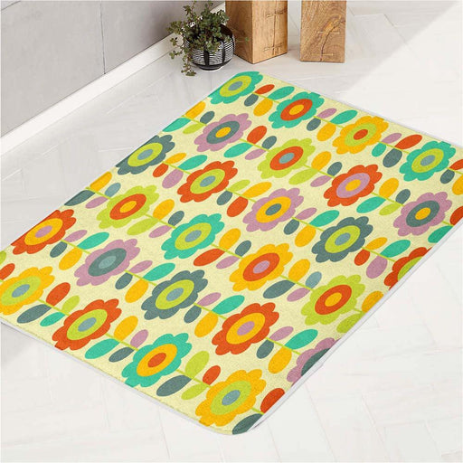 seamless flower retro bath rugs