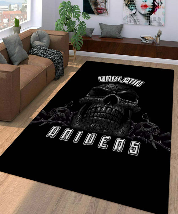 rose skull oakland raiders Living room carpet rugs