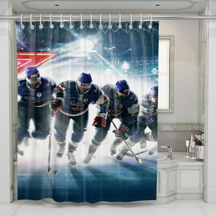 running to the win nhl shower curtains