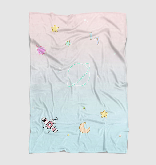 seventeen pastel galaxy cartoon Ultra soft fleece blanket