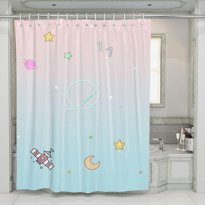 seventeen pastel galaxy cartoon shower curtains