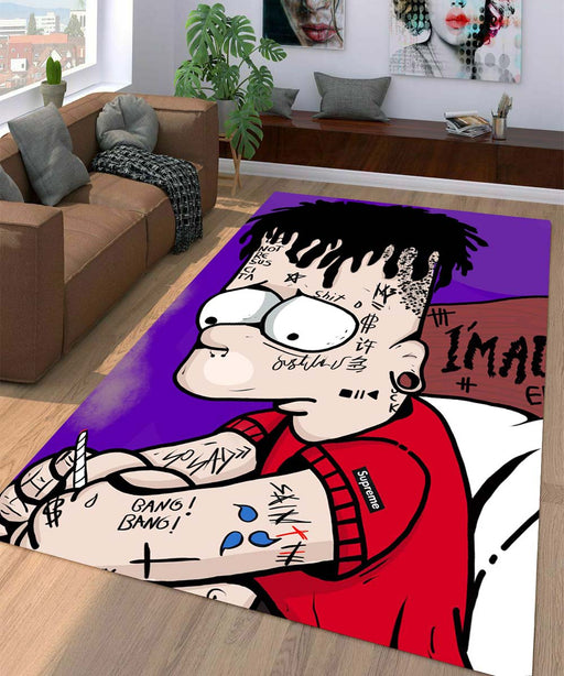 sadboy simpsons but hypebeast with streetwear Living room carpet rugs