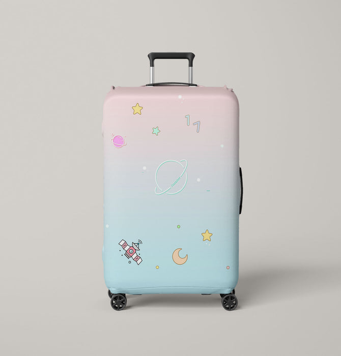 seventeen pastel galaxy cartoon Luggage Cover | suitcase