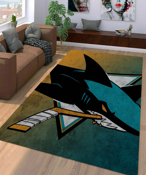 san jose sharks logo cool nhl Living room carpet rugs