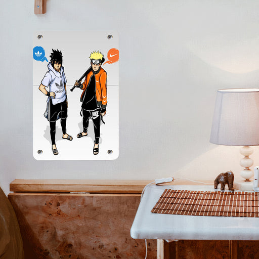 sasuke and naruto nike adidas Poster Metal print wall art