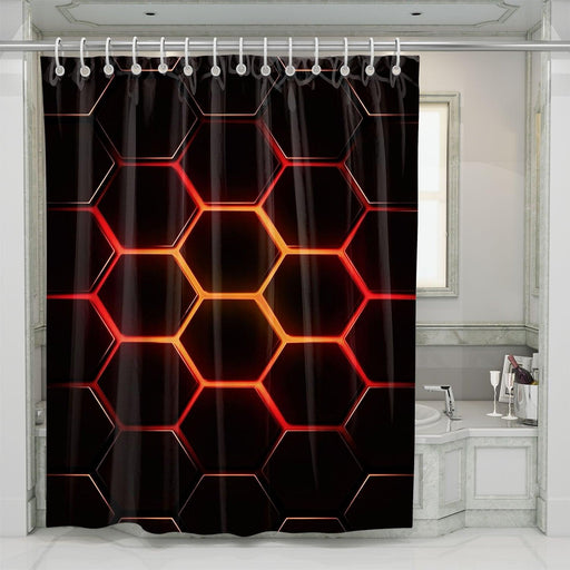 shadow hexagon glow shower curtains