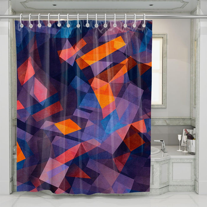 shattered low poly square shower curtains