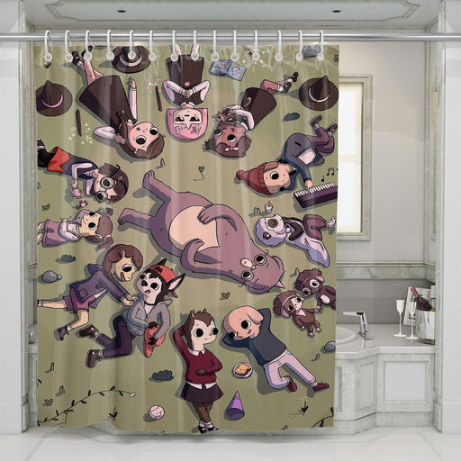 summer camp island top character shower curtains