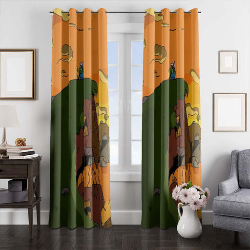 sunset finn and jack adventure time window curtains
