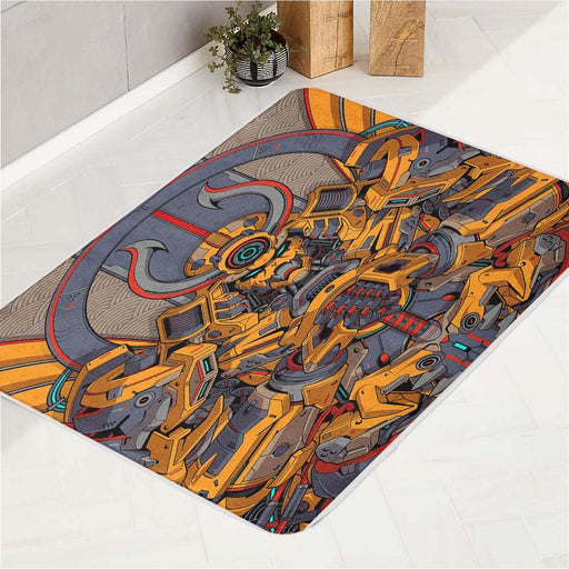 shogun yellow mecha robot bath rugs