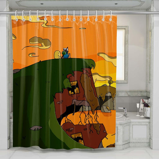 sunset finn and jack adventure time shower curtains