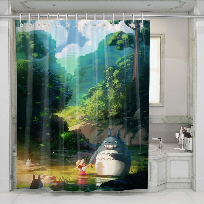 sunset mei totoro shower curtains