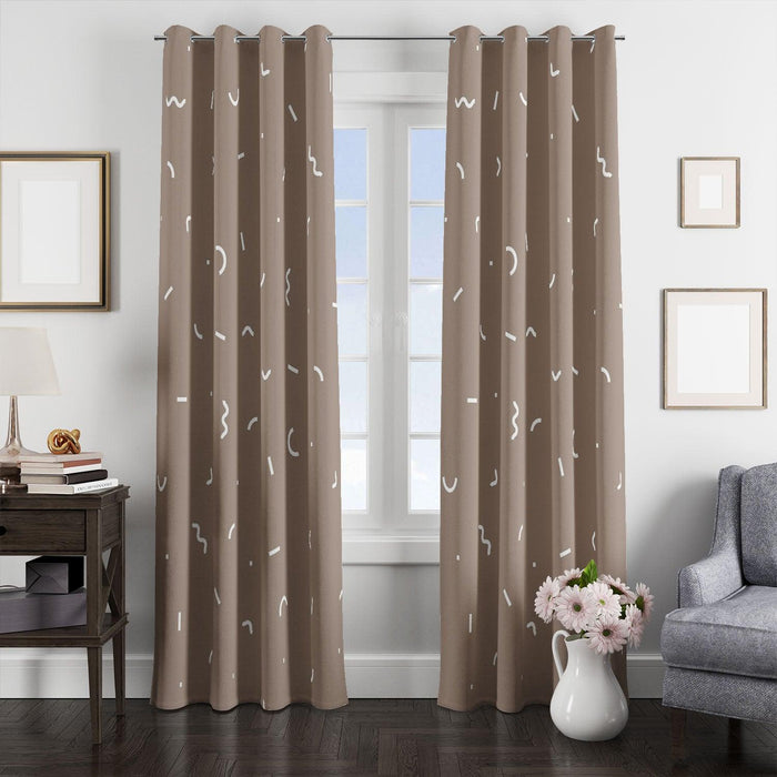 short brown curve lines window Curtain