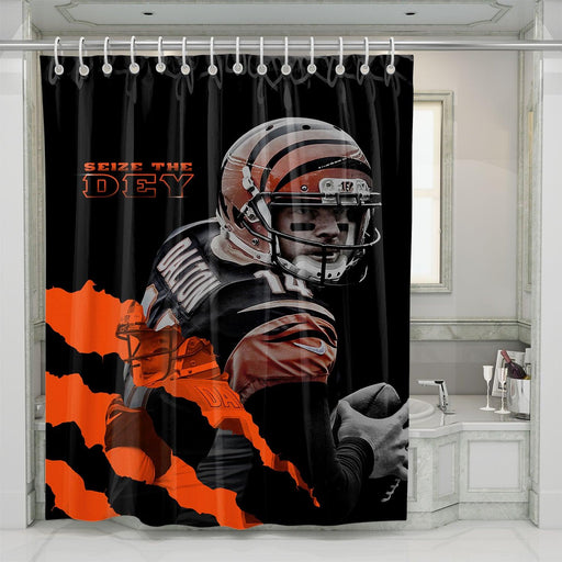 seize the dey dalton player nfl shower curtains