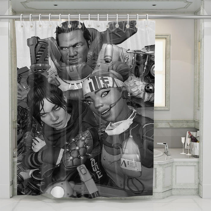 selfie character of apex legends shower curtains