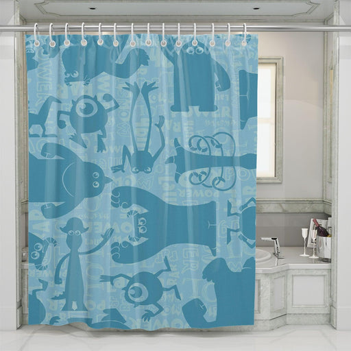 silhouette character of monster university shower curtains