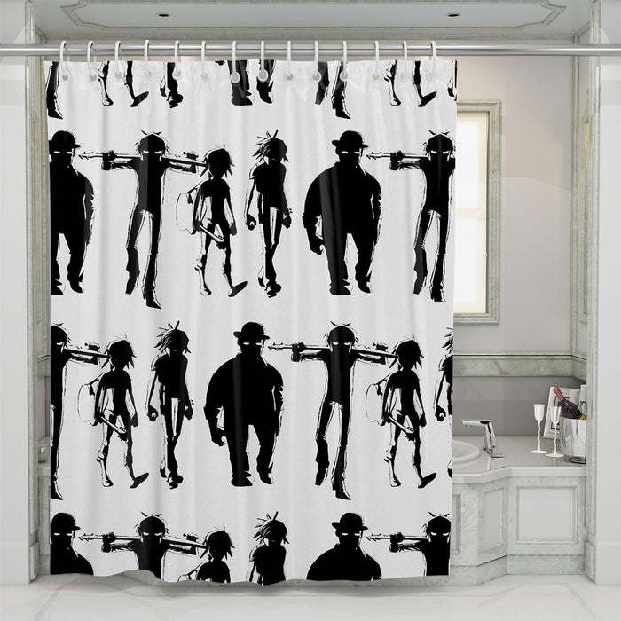 silhouette member of gorillaz shower curtains