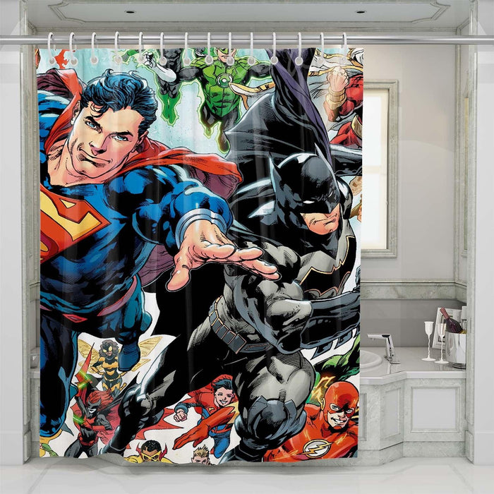 superman and batman with another character shower curtains