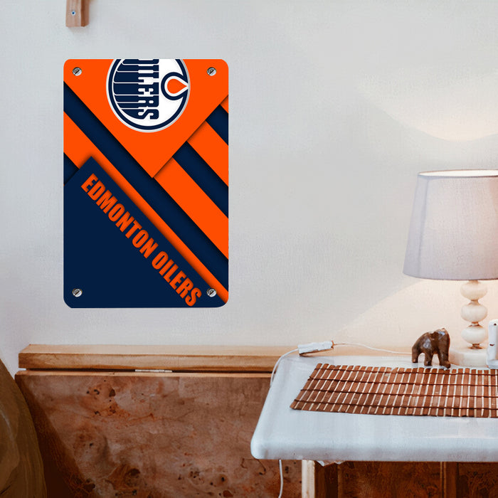 shadow edmonton oilers orange blue Poster Metal print wall art