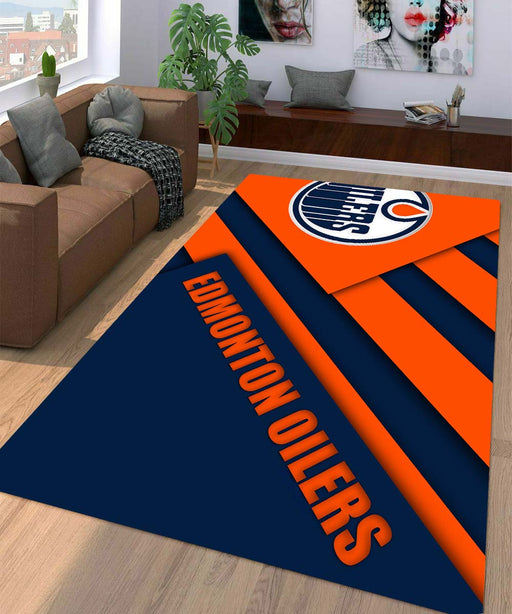 shadow edmonton oilers orange blue Living room carpet rugs