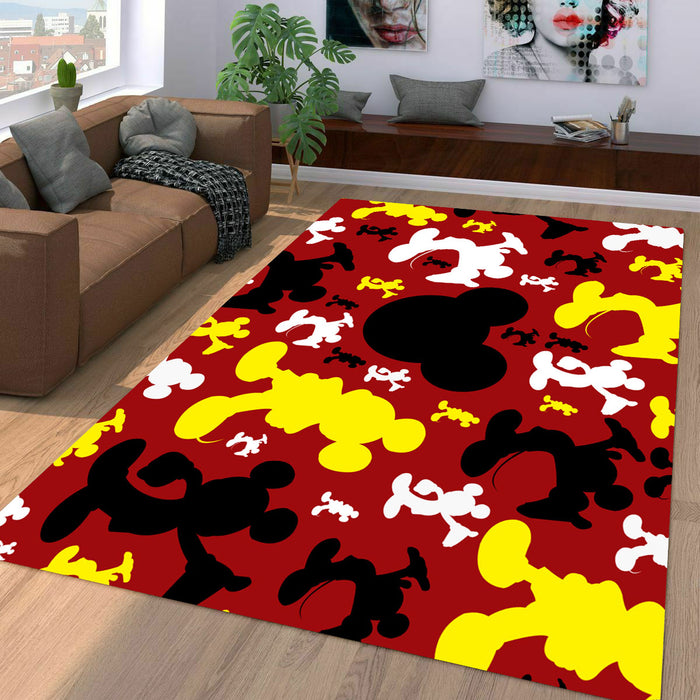 silhouette mickey mouse red Living room carpet rugs