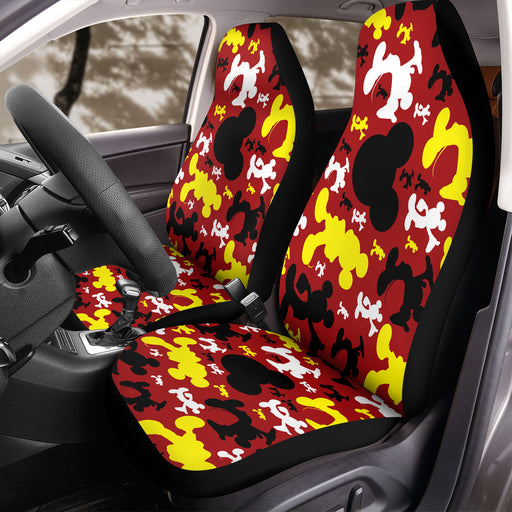 silhouette mickey mouse red Car Seat Covers