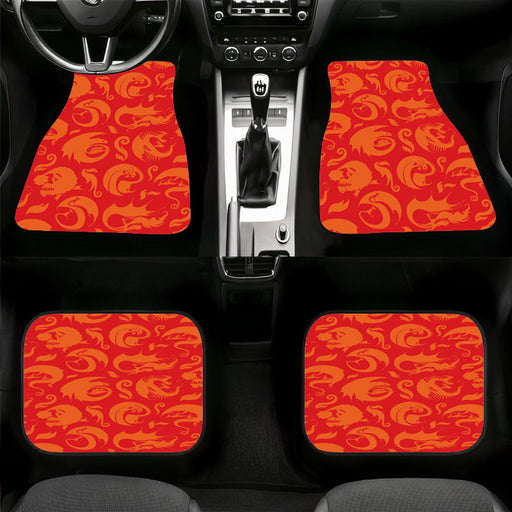 silhouette of red dragons Car floor mats Universal fit