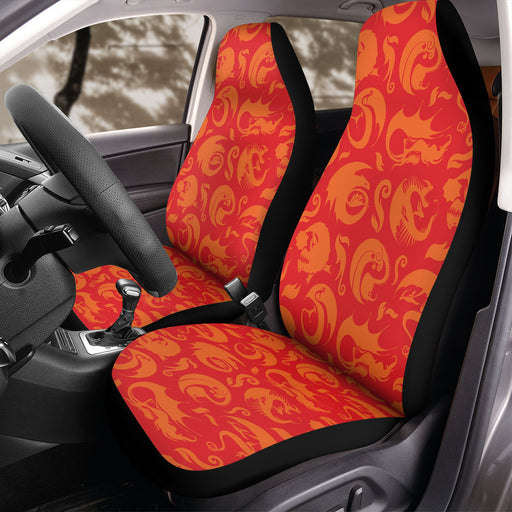 silhouette of red dragons Car Seat Covers