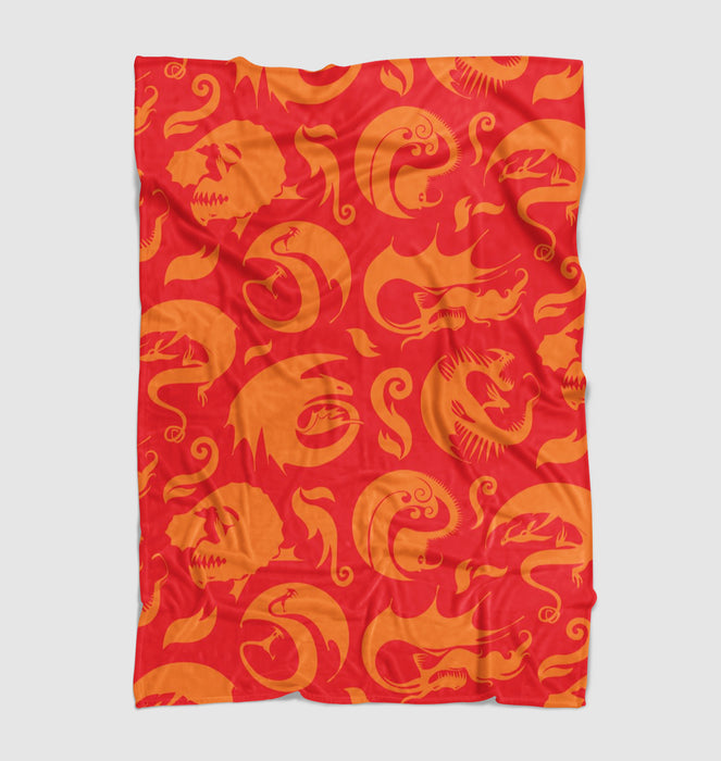 silhouette of red dragons Ultra soft fleece blanket