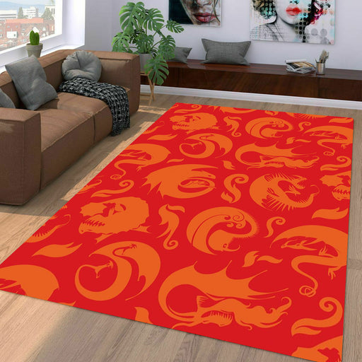 silhouette of red dragons Living room carpet rugs