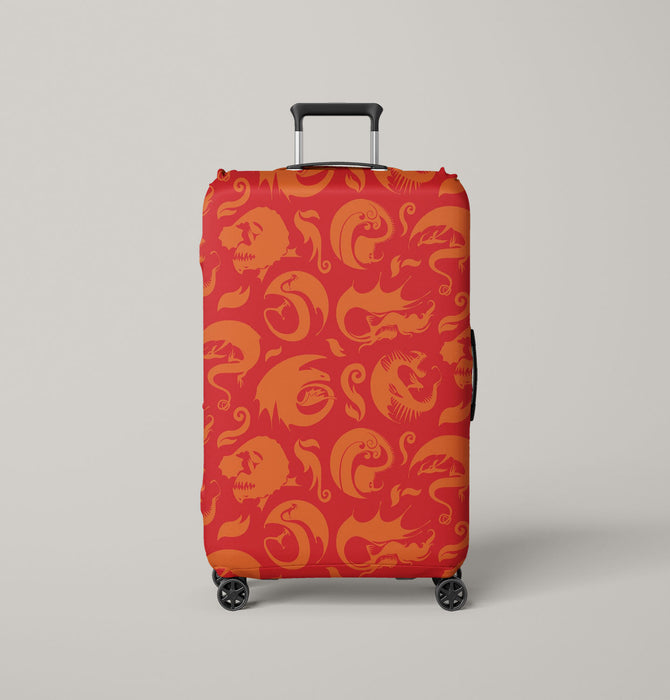 silhouette of red dragons Luggage Cover | suitcase