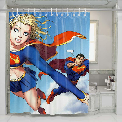 superman flying shower curtains