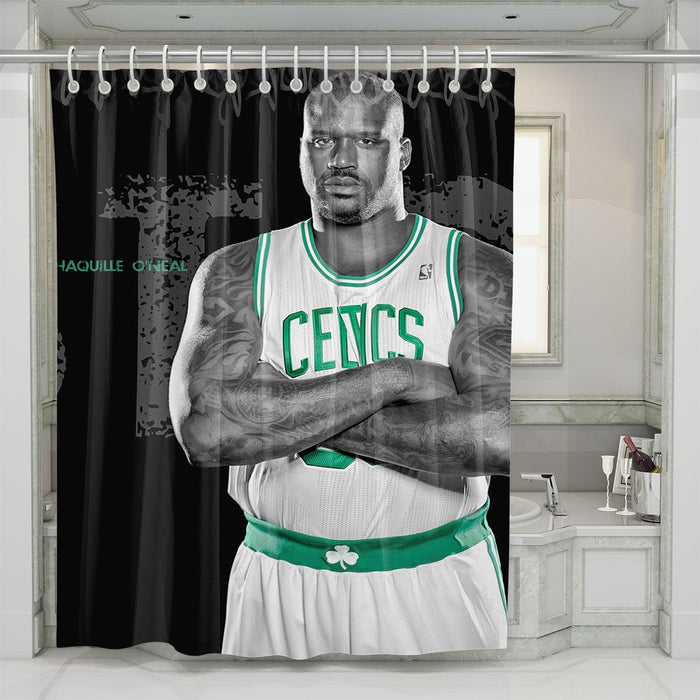 shaquille oneal celtics legend big body shower curtains