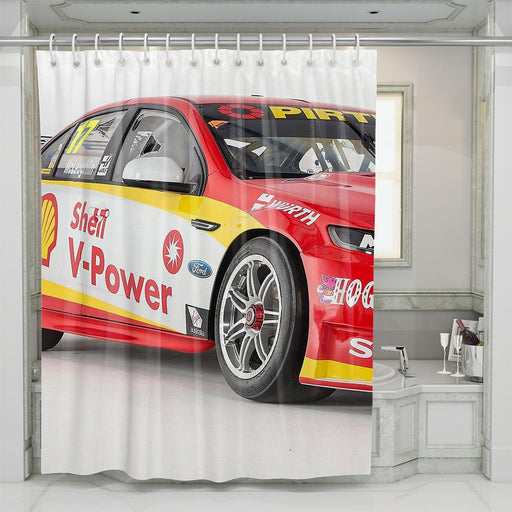 shell v power brand racing car shower curtains