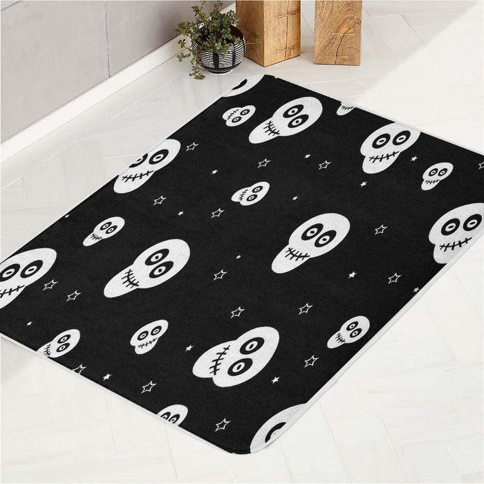 skull pattern cute monochrome bath rugs