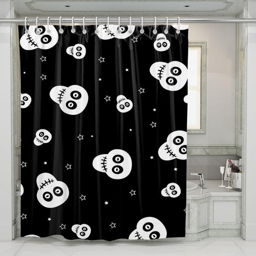 skull pattern cute monochrome shower curtains