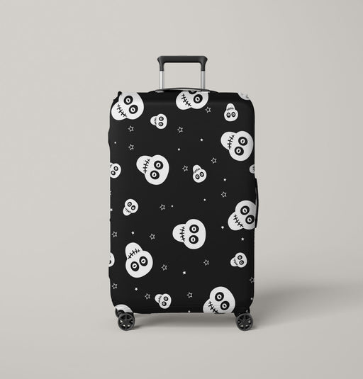 skull pattern cute monochrome Luggage Cover | suitcase