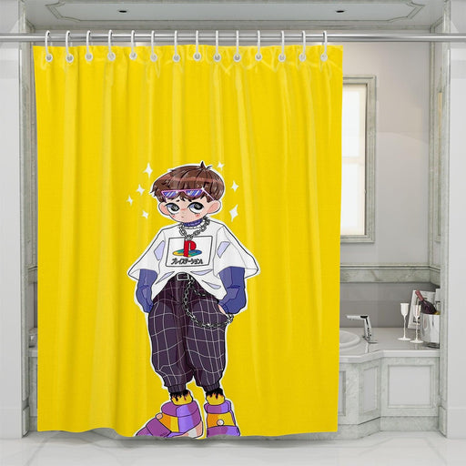 shinji from neon genesis evangelion shower curtains