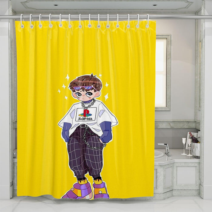 shinji from neon genesis evangelion shower curtains