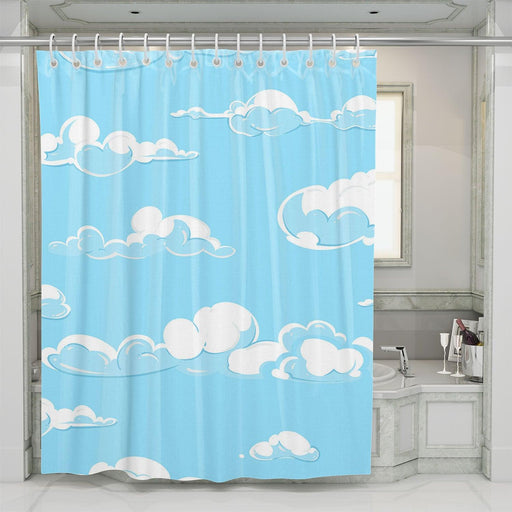 sky blue illustration shower curtains