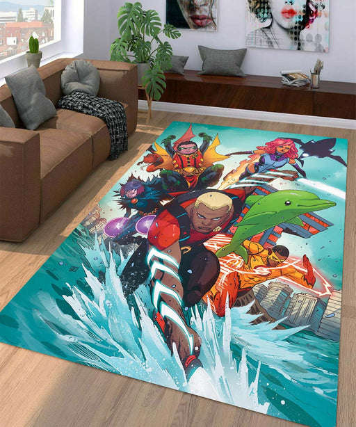 teen titans cartoon sea Living room carpet rugs