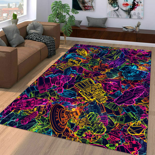 space robot glowing legos Living room carpet rugs